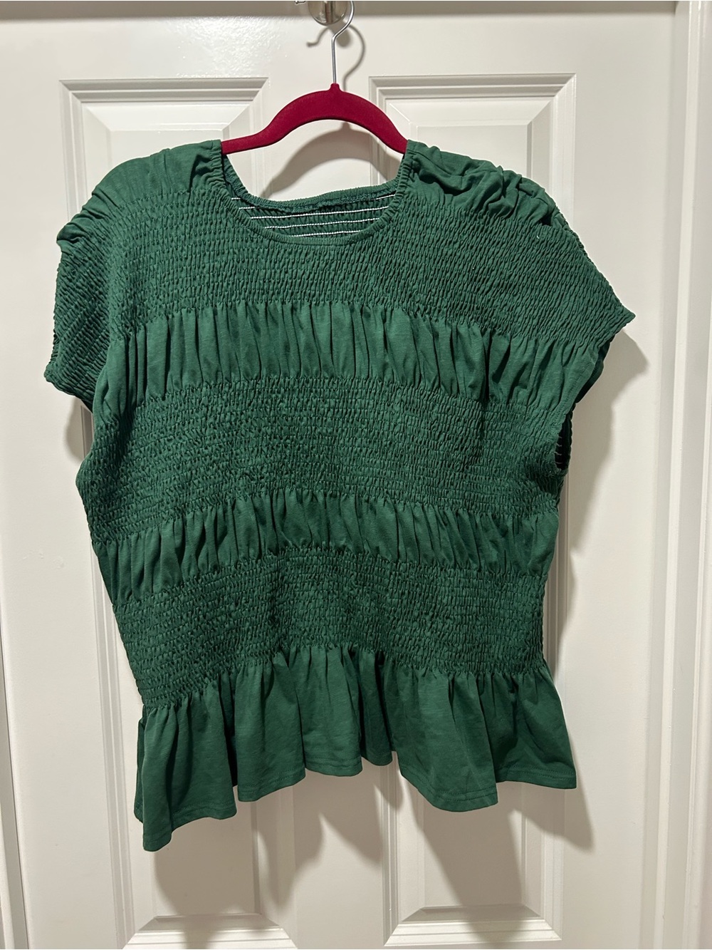 Women’s Green Smocked Peplum Top
